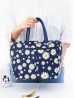 Daisy Print Insulated Lunch Bag with Zip Closure and Outside Pockets